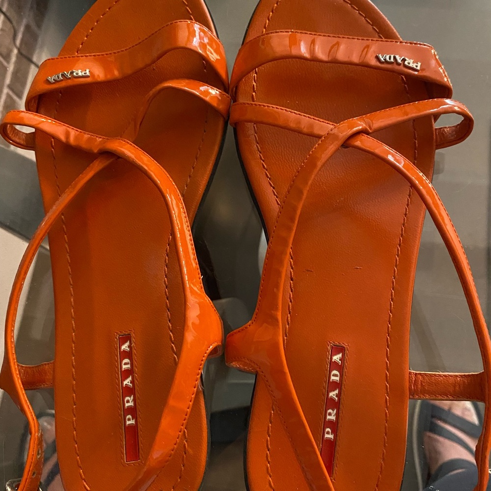 Amazing bright orange Prada sandals